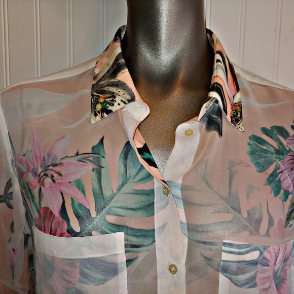 Guess Pale Pink Semi Sheer Blouse -  L - B5 - Picture 2 of 5